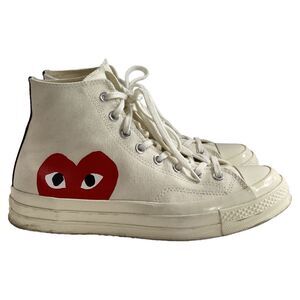 CDG Play x Converse Chuck Taylor High-Top Sneakers in White Canvas